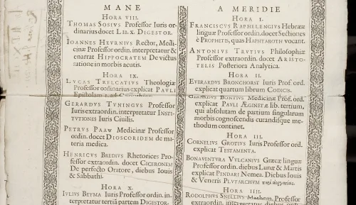 The oldest printed curriculum of Leiden University (1592)