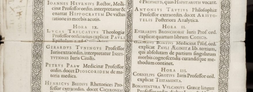 The oldest printed curriculum of Leiden University (1592)