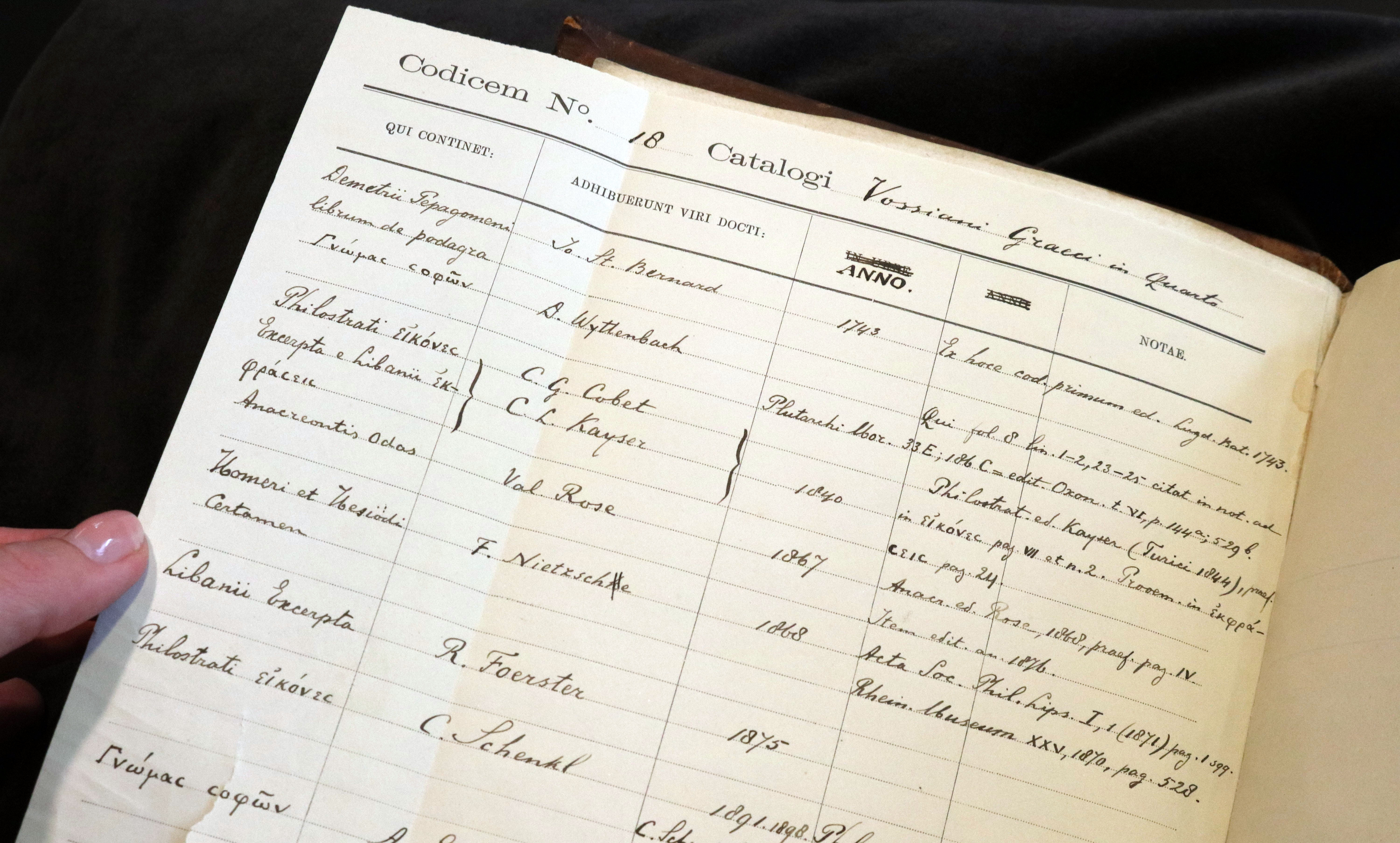 Inzageregister handschrift